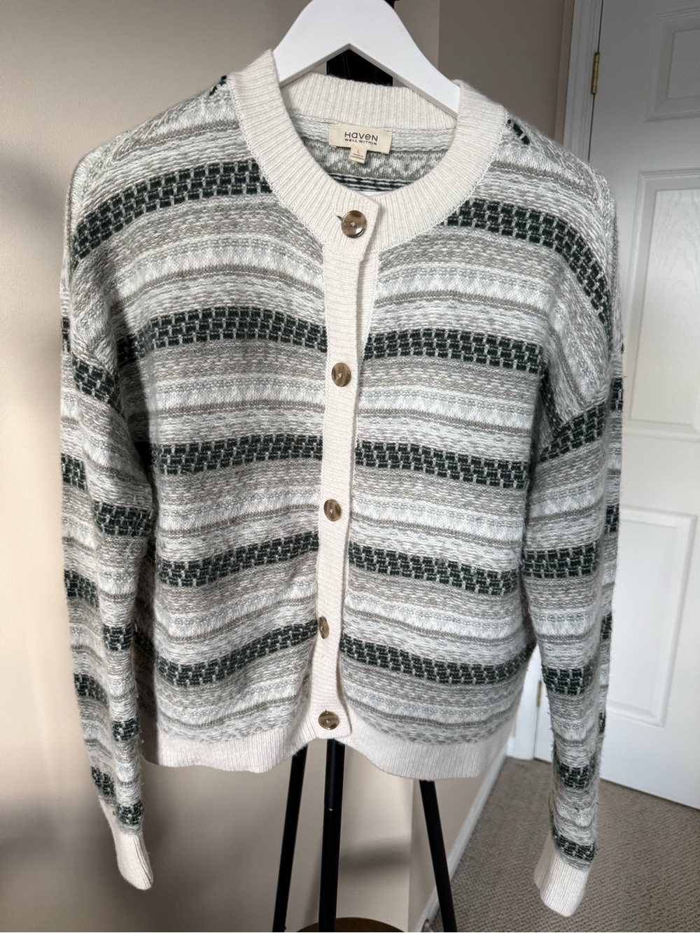 Striped Cozy Button Up Cardigan